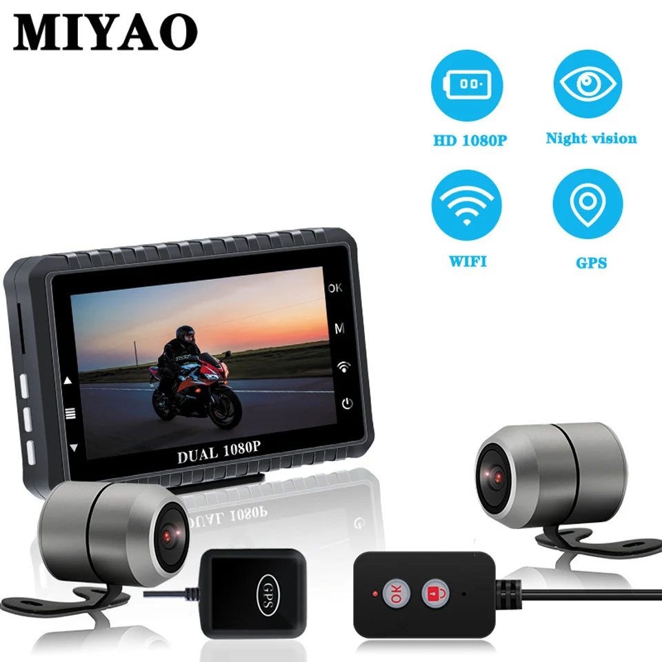 

Wifi GPS Motorcycle Action Camera Recorder DVR Dashcam Front Rear Dual Lens Waterproof Motorcycle Dash Cam Night Vision Camera