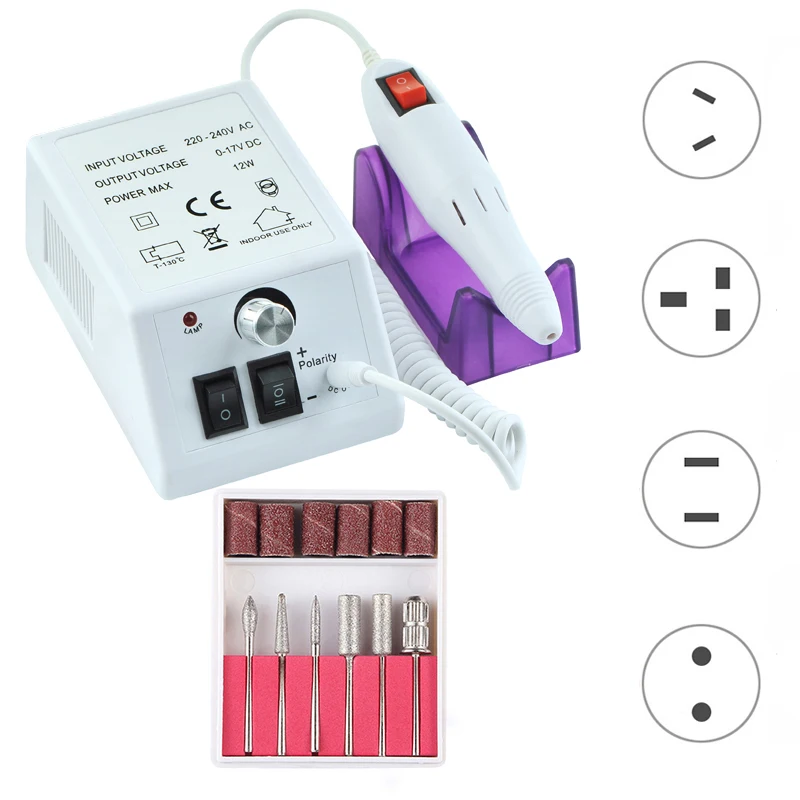 1 Set 2 Way Rotate Electric Nail Drill Machine 20000RPM Manicure Machine Strong Pedicure Gel Cuticle Remover USB Power Apparatus