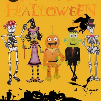 

DIY Witch Ghost Man Skeleton Pumpkin Hanging Halloween Decoration Funny Joke Party Props Scary Figurine Paper Model Assemble Toy
