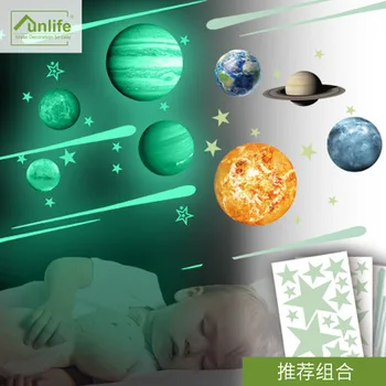 

Nine planets moon glow stickers children's room decoration glow-in-the-dark wall stickers Art Decals Moon eclipse stickers