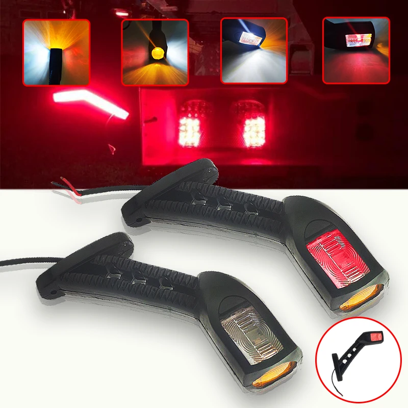 Led Marker Lights 1pair 3 face 10-30V Truck Trailer Auto 4 LED Side Marker Lights Stop Lamp Indicator Light Turn Signal Light Red White Amber