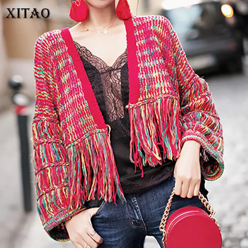 #^Special Price XITAO Tassel Knitted Sweater Fashion New 2019 Autumn Elegant Small Fresh Cardigans Small Fresh Casual Style Sweater WLD3005
