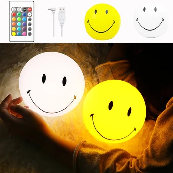 

LEADLY Smile Face Night Light Potable Expression LED Lights Remote Control Lamp For Party Bedroom Decor Wedding Christmas Gifts