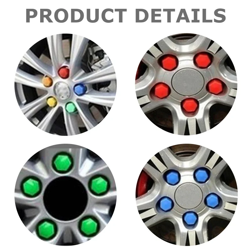 20pcs 17mm 19mm Wheel Nut Bolt Head Cover Cap Protective Bolt Caps Exterior Decoration Protecting Bolt Rims Screws Plugs