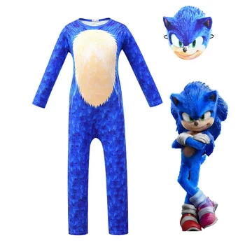 

Blue/black Sonic The Hedgehog Costume Children Game Character Cosplay Halloween Costume For Kids Mask/Headdress