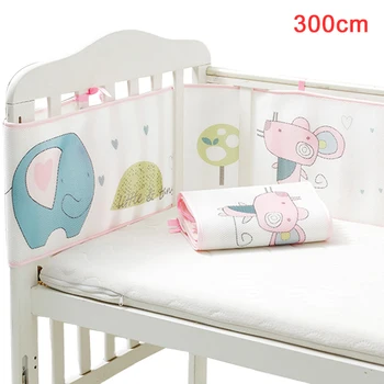 

Bedding Infant Cartoon Printed Home Crib Bumper Cot Liner Breathable Mesh Accessories Baby Safe Nursery Bedroom Protector Soft