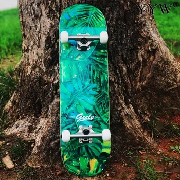 

Skateboard For Adult Sports Skate Scooter Double Kicktail Cruiser Rocker Board Maple 4 Wheel Brush Street Matte Surface Board