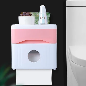 

Toilet Paper Holders Multi-function Waterproof Tissue Box Portable Paper Holders Storage Rack Bathroom Accessories Set