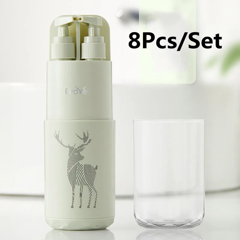 Green-8pcs 8 шт./компл. путешествия мыть чашка костюм Oiletries чашка для хранения Зубная щётка зубная паста Лосьон косметические бутылки с диспенсером для Аксессуары для ванной комнаты - Цвет: Green-8pcs