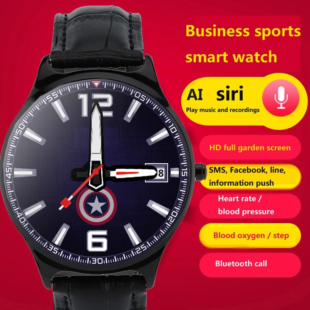 YOCUBY ECG Sport Smart Watch Report Heart Rate Sleeping Monitor HD Screen Swimming Fitness Tracker for iPhone wake up SIRI W18