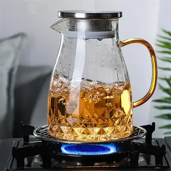 

1000ML High Borosilicate Glass Pitcher Tea Pitcher With Lid Household Heat Resistant Glass Water Jug Tea Pot For Hot Cold Tea Ju