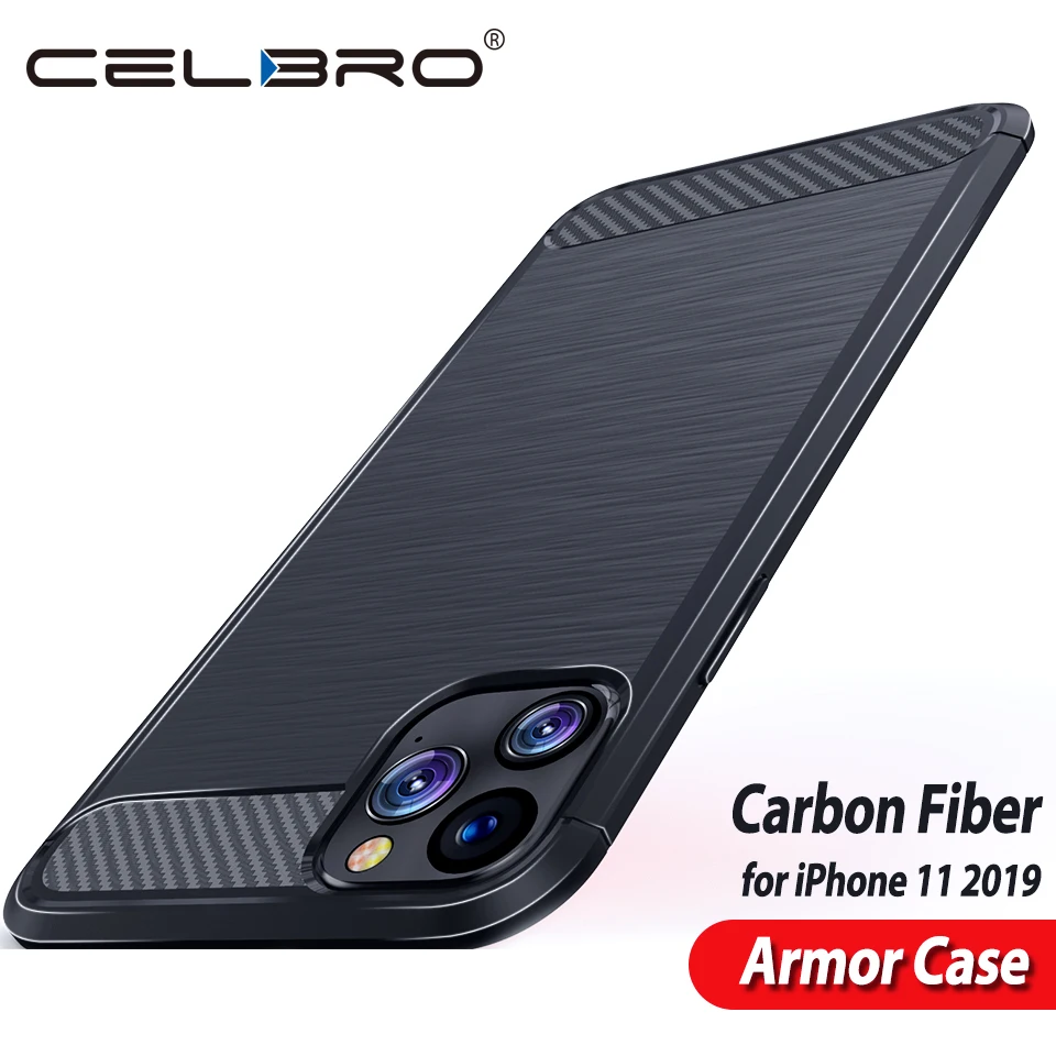 

Carbon Fiber Armor Mobile Phone Case Cover For Apple iPhone 11 Pro Max Soft TPU Cellphone Bumper For iPhone11 Pro Max Protector