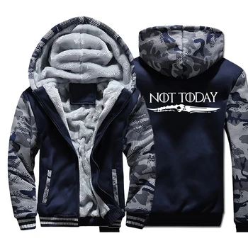 

Game Of Thrones Not Today Camo Mens Hoodies Arya Stark Dagger Jacket Camouflage Fleece Casual Sweatshirt Winter Warm Streetwear