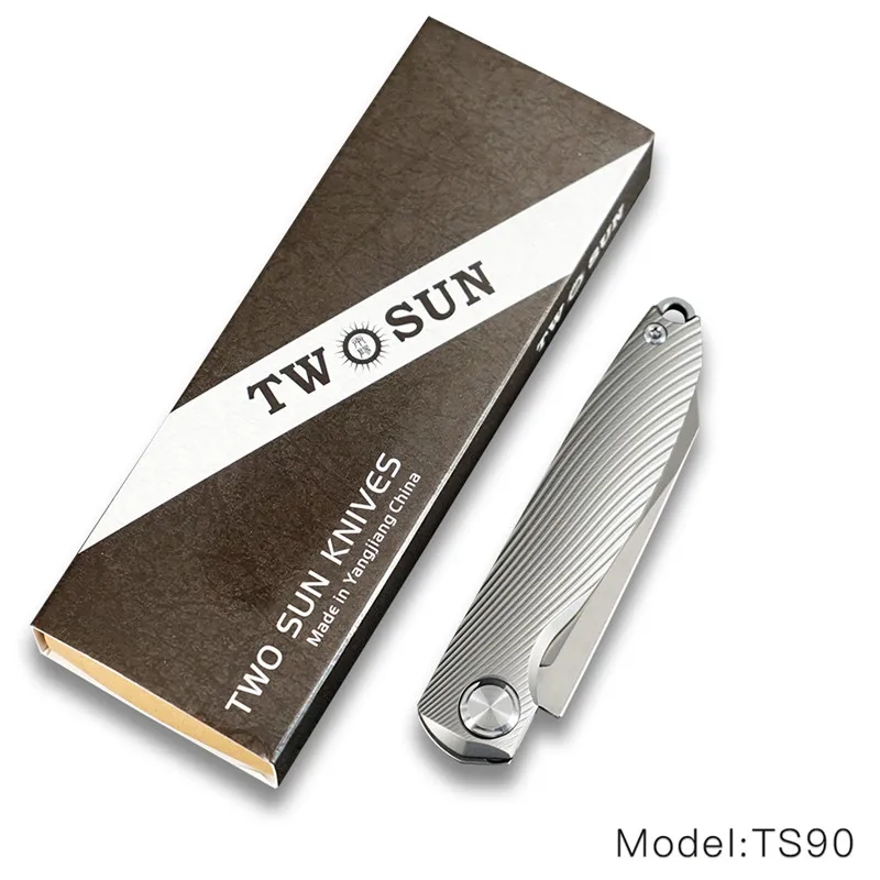 TwoSun M390 складной карманный нож 2,7" лезвие Походный нож инструмент для выживания на открытом воздухе титановая ручка скольжения шарнир нож TS90