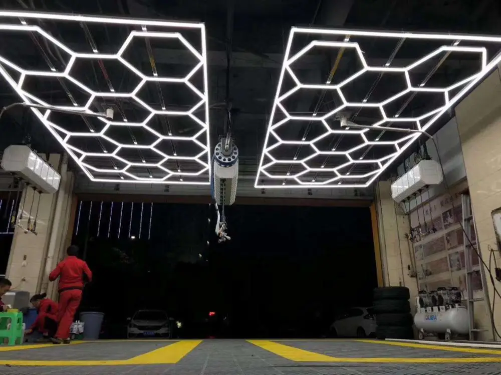 New hive and Hexagonal LED Light for Car polishing Clear Paint Protection Wrap at the Vehicle Maintenance Shop