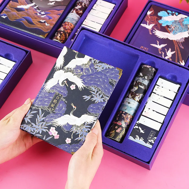 

Valley Crane Fu Gift Box Sticker Set Hand Account Book Chinese-style Retro Laptop Stationery Gift Notepad