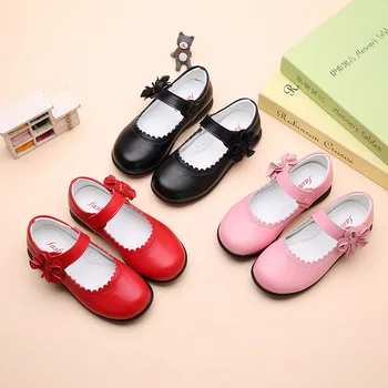 

Children Kid Baby shoes Girls Solid Flower Student Anti-slip charming Single Soft Dance Princess fashion rubber Shoes elegant
