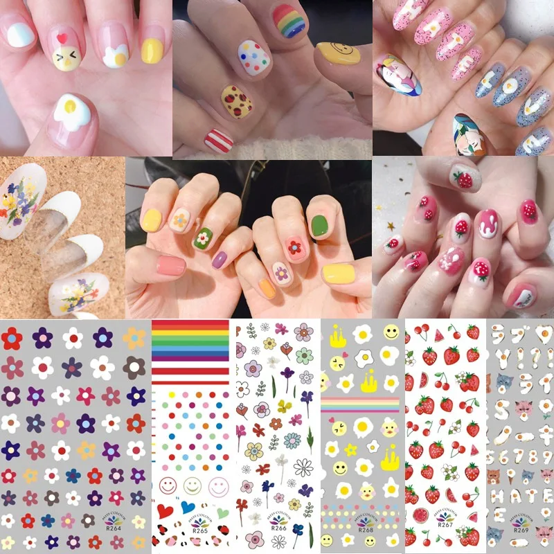 

3D Nail Stickers Toy For Girls Makeup Props Fried Egg Strawberry Nail Decal Cartoon Birthday Gift