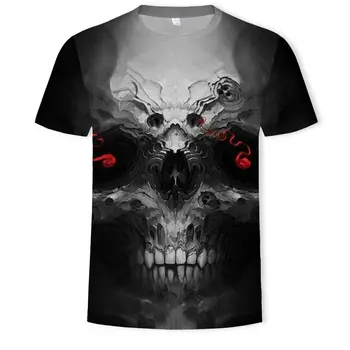 

Skull T shirt Men Punk Rock Tshirt horror T shirts 3d Print T-shirt Vintage Gothic Mens Clothing Summer tops &tees Asian size