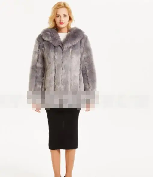 Осенне-зимнее Модное новое пальто с мехом из искусственного бархата, длинное пальто с мехом, женское свободное плотное теплое пальто серебристого и серого цвета - Цвет: gray color