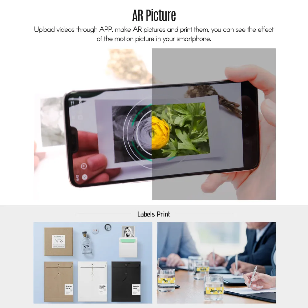 PeriPage A8 мини карманный беспроводной BT термальный фотопринтер power Bank функция Memo стикер AR принтер картинок для Android iOS