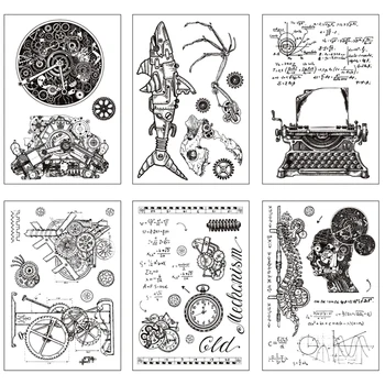 

Vintage Steampunk Mechanical Clear Stamps Transparent Silicone Seal for DIY Scrapbooking Photo Album Card Making Decor Supplies