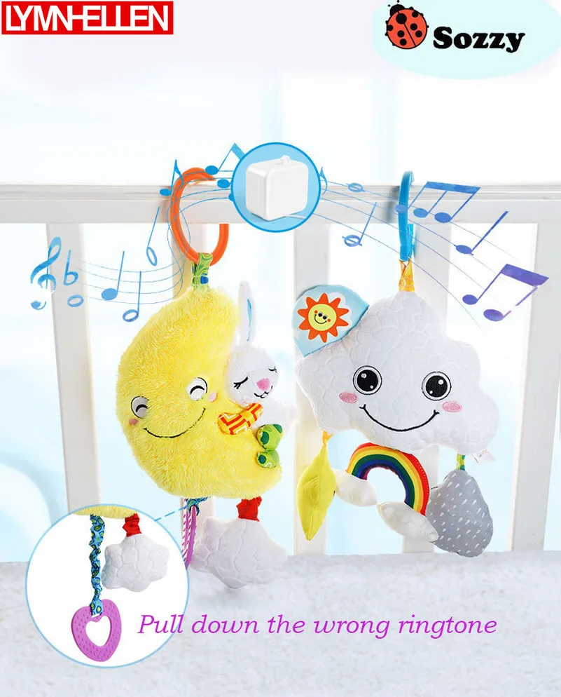 

Sozzy music box Multifunctional Baby Toys Rattles Soft Cotton Infant Pram Stroller Car Bed Rattles Hanging Animal Plush Toys