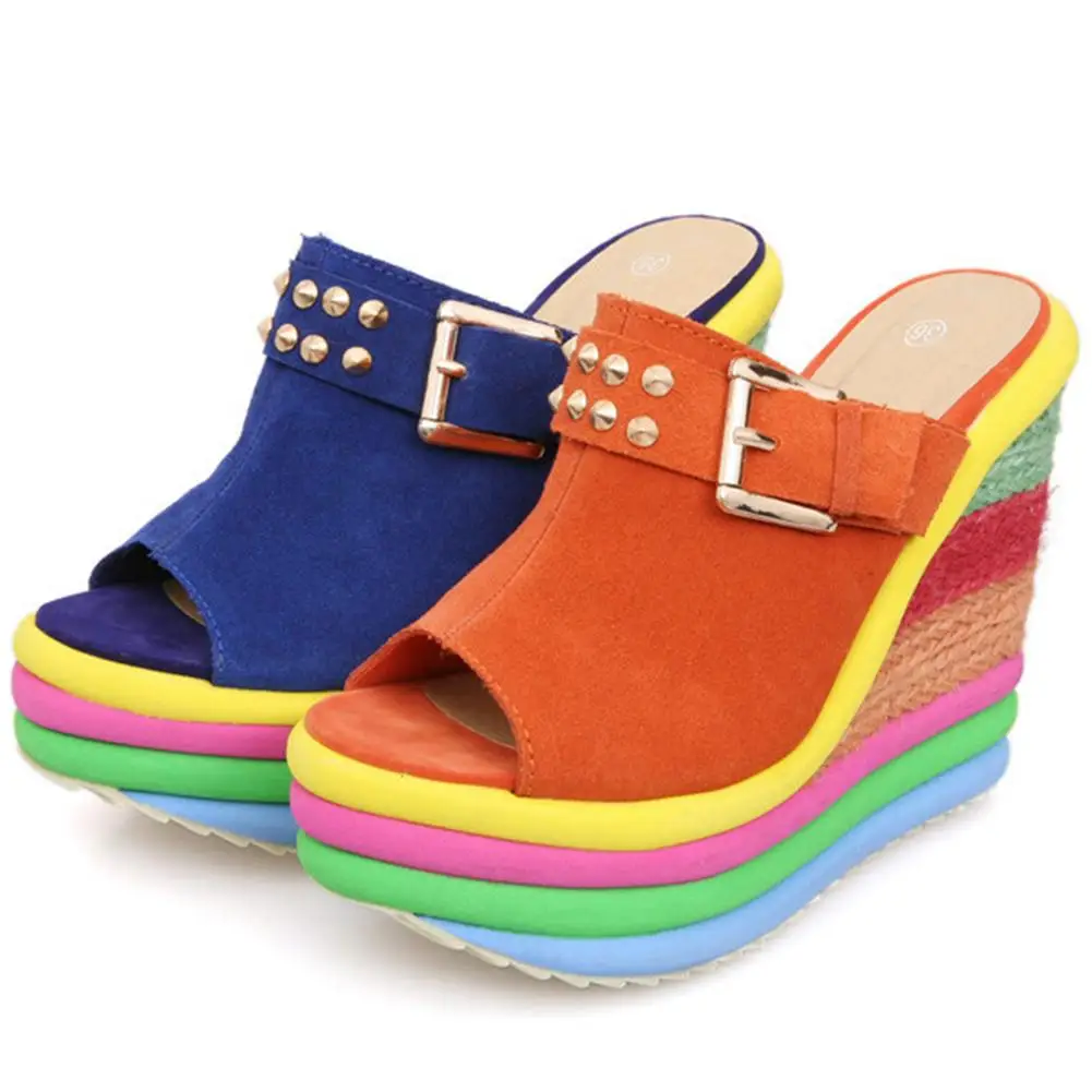 Doratasia/Мода года; распродажа; женская обувь на платформе; разноцветная обувь на танкетке; обувь на высоком каблуке без шнуровки; женские босоножки без задника