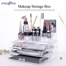 2 Size Clear Large Acrylic Makeup Storage Box Cosmetic Organizer Makeup Organizer Brush Holder Maquillage Jewelry Storage Drawer