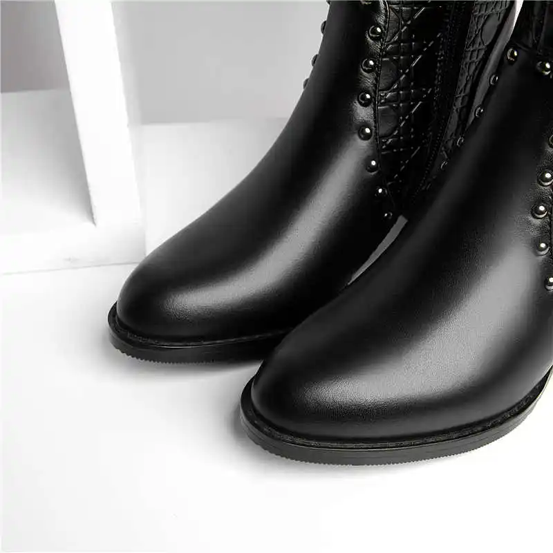 ASUMER/большие размеры 34-45; модные ботинки из искусственной кожи и коровьей кожи; женские ботинки с круглым носком на молнии; сезон осень-зима; сапоги до колена на высоком квадратном каблуке