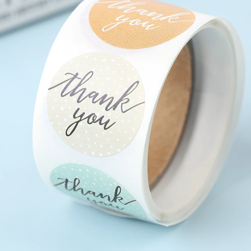 100Pcs-Roll Paper Seal Label Thank You Stickers Custom Gift Box Bake Decoration