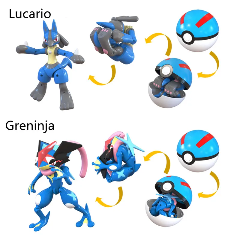 Оригинальный Покемон строительная игрушка Lucario Greninja фигурка эльфа мяч аниме