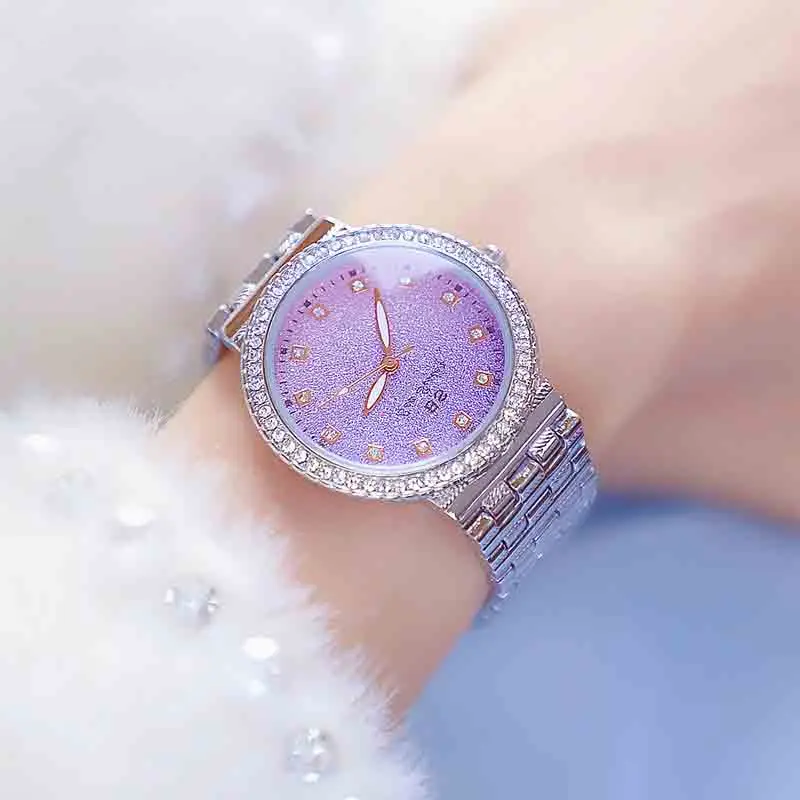 

BS1551 Lady Watch Women Quartz Watch Women Full Diamond Female Waterproof Watch Stainless Steel Strap Gradient Dial Lady Clock