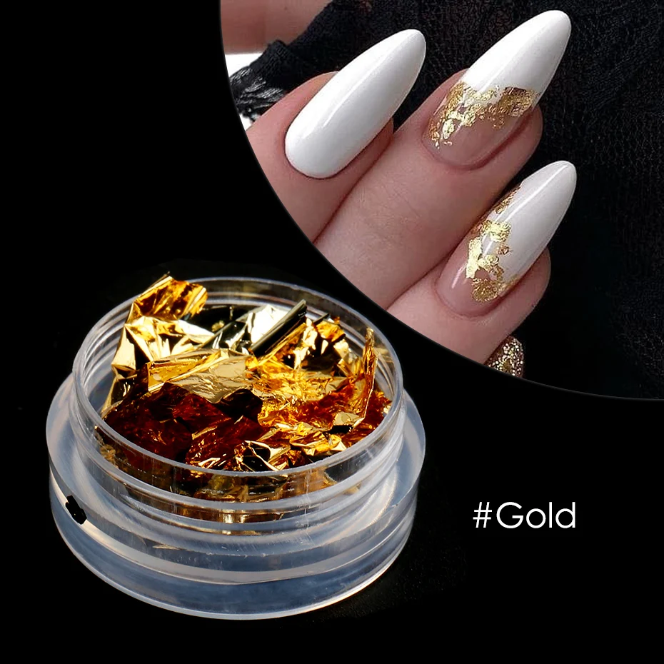 Stunning Gold Foil Sequins Nail Glitter Flakes Sparkly Aluminum Foil Nail  Art Decorations All For Manicure Accessories Glcb01-08 - Nail Glitter -  AliExpress