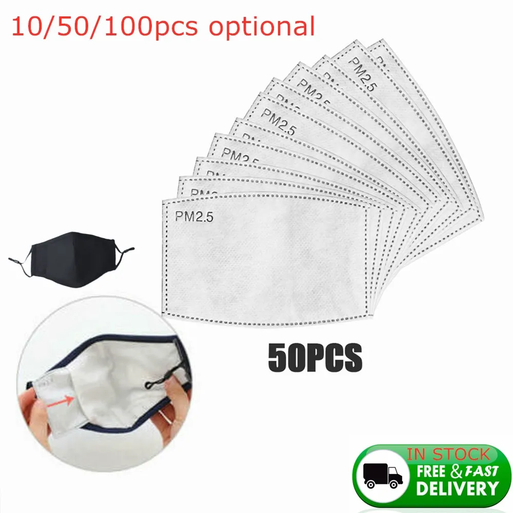 

10-100 PCS PM2.5 Filter Paper Anti Haze Mouth Mask Anti Dust Mask Activated Carbon Filter Paper Health Care