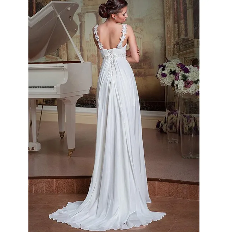 Пляжное свадебное платье-бохо vestido de noiva богемное свадебное платье с открытой спиной на тонких бретелях с v-образным вырезом Свадебные платья