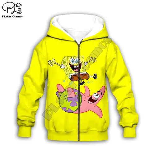 kids pants Детские толстовки с объемным рисунком, шорты, штаны, футболка, пальто на молнии с милым принтом губки в стиле аниме, толстовка с изображением Боба для мальчиков и девочек, толстовка со звездами в стиле милого Патрика - Цвет: kids pants