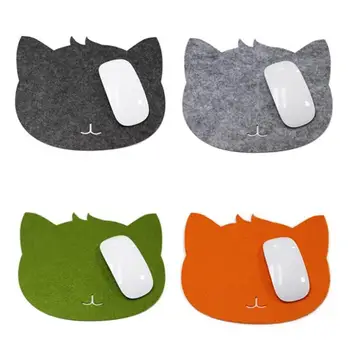 

1pc Felt Thicken Fabric Mouse Pad Cat Shaped Anti-Slip Laptop Computer Mat Desktop Office Desk Tools School Supplies Accessories
