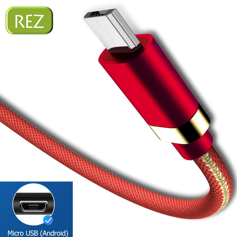 REZ Micro USB Cable Nylon Fast Charge Data for Samsung Xiaomi LG Tablet Android Mobile Phone Charging Cord kabel |