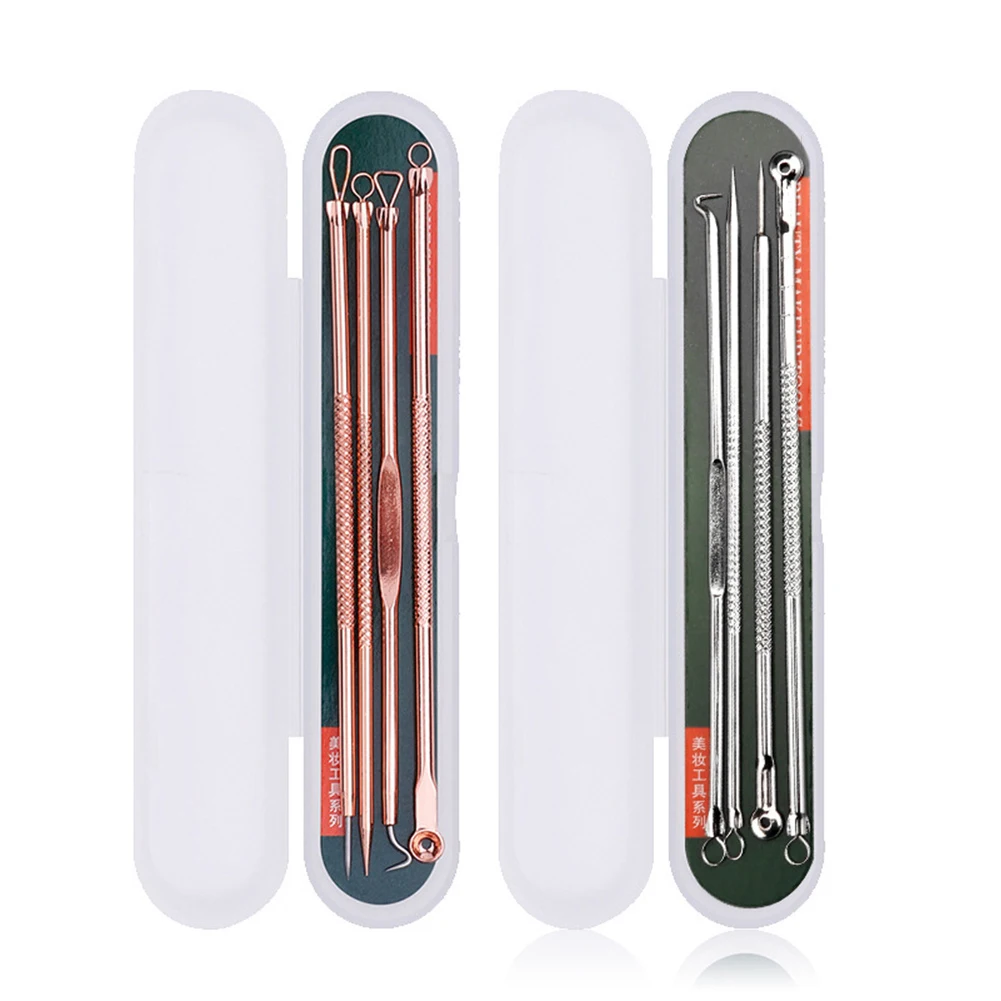4pcs Acne Needle Kit Stainless Steel Blackhead Pimple Remover Pore