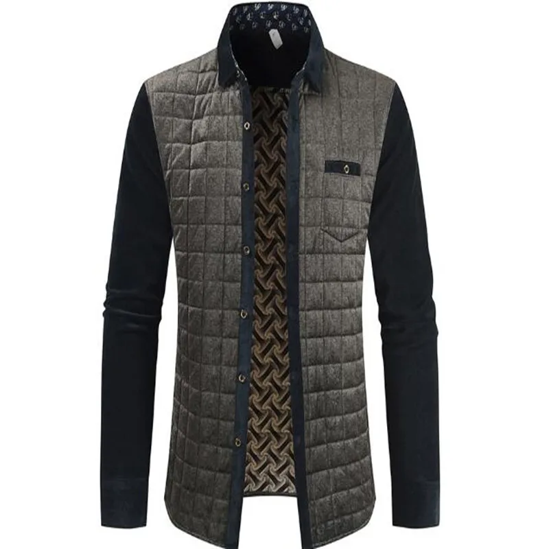 The new autumn/winter leisure men's plaid lapel casual coat is made of new quality leisure coat - Цвет: gray
