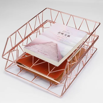 

1Pcs Fashion Creative Ins Metal Stackable File Document Magazine Tray Organizer Desk Organizer Office School Stationery Supplies