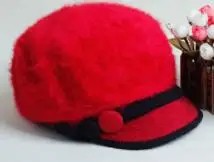 Winter ladies knitting cap Korean version of the new rabbit hair button decoration warm all fashion knitted hat warm rabbit hair