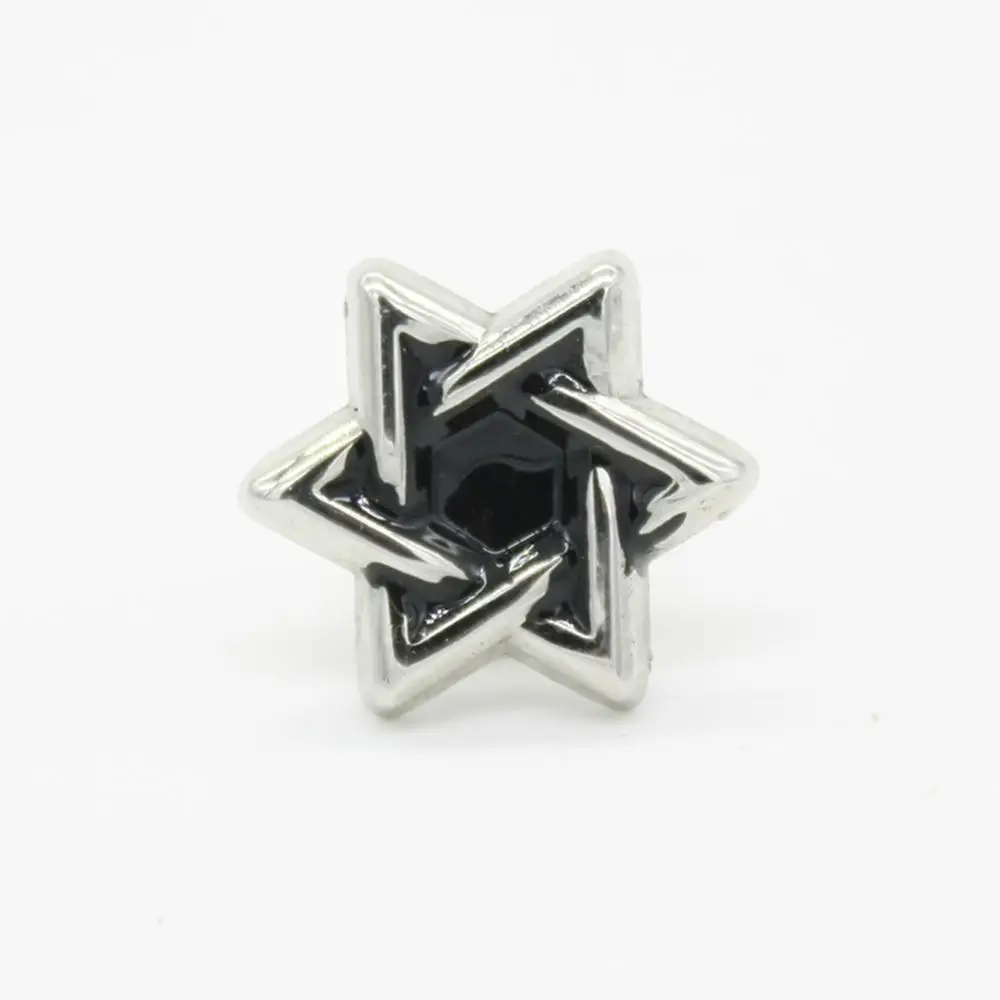 Фото Мужская Черная шестиконечная брошь в форме звезды шестиугольная игла аксессуары