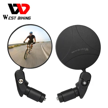 WEST BIKING Bike Rearview Mirror 360 Rotation Adjustable Wide Angle Cycling Rear View MTB Road Bike Bicycle Handlebar Mirrors west biking bicycle cycling rear view mirror mount riding sunglasses rearview mirror bike back mirrors rear view eyeglasses