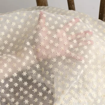 

Organza Fabric Daisy Embroidered Fabric Wedding Cheongsam Hanfu Clothing Fabric Handmade Cloth Background Cloth Tulle Fabric