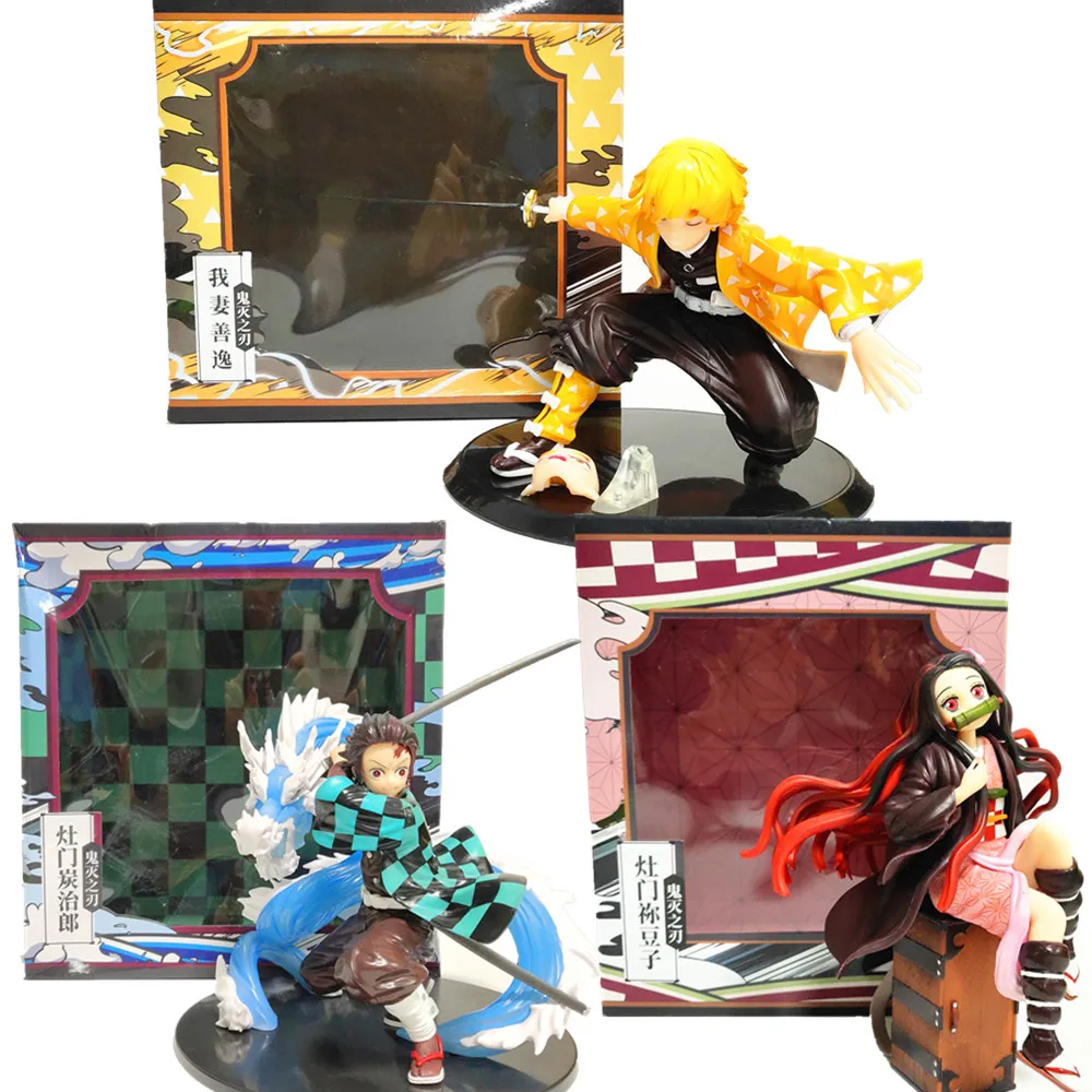 Фигурки Kimetsu no Yaiba фигурки Nezuko Tanjirou Zenitsu 1/8 ПВХ героев аниме фигурка рассекающего