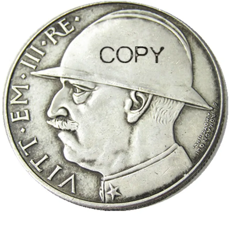 MORUZZI-VICTOR EMMANUEL III 1900-1943 20 LIRE Elmetto 1928 посеребренные копии монет