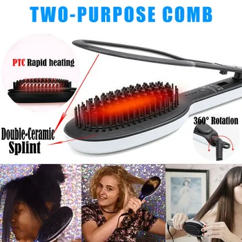 

Newly Ceramic Styling Brush with Precision Press Straight Curl Dual-purpose Comb Hairdresser CLA88