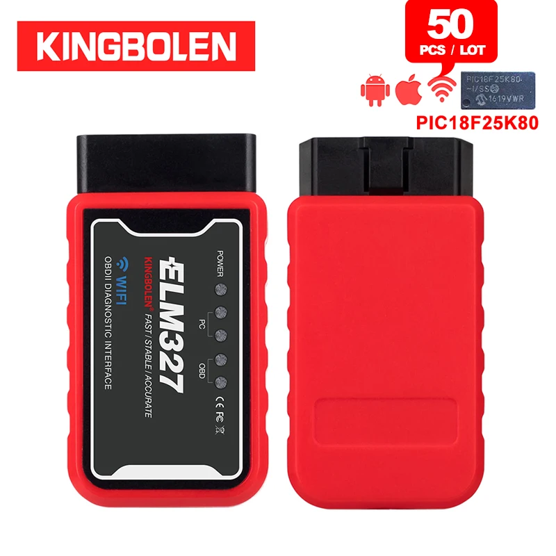 50 шт./лот ELM327 WiFi Bluetooth V1.5 PIC18F25K80 чип OBDII диагностический инструмент IPhone/Android/PC ELM 327 ICAR2 сканер считыватель кода